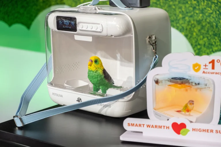 Petoliva smart bird brooder on display at the Fresh Ideas Stage